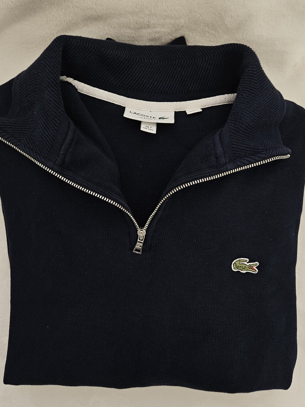 Lacoste Men’s Navy Half-Zip Sweater with Crocodile Patch
